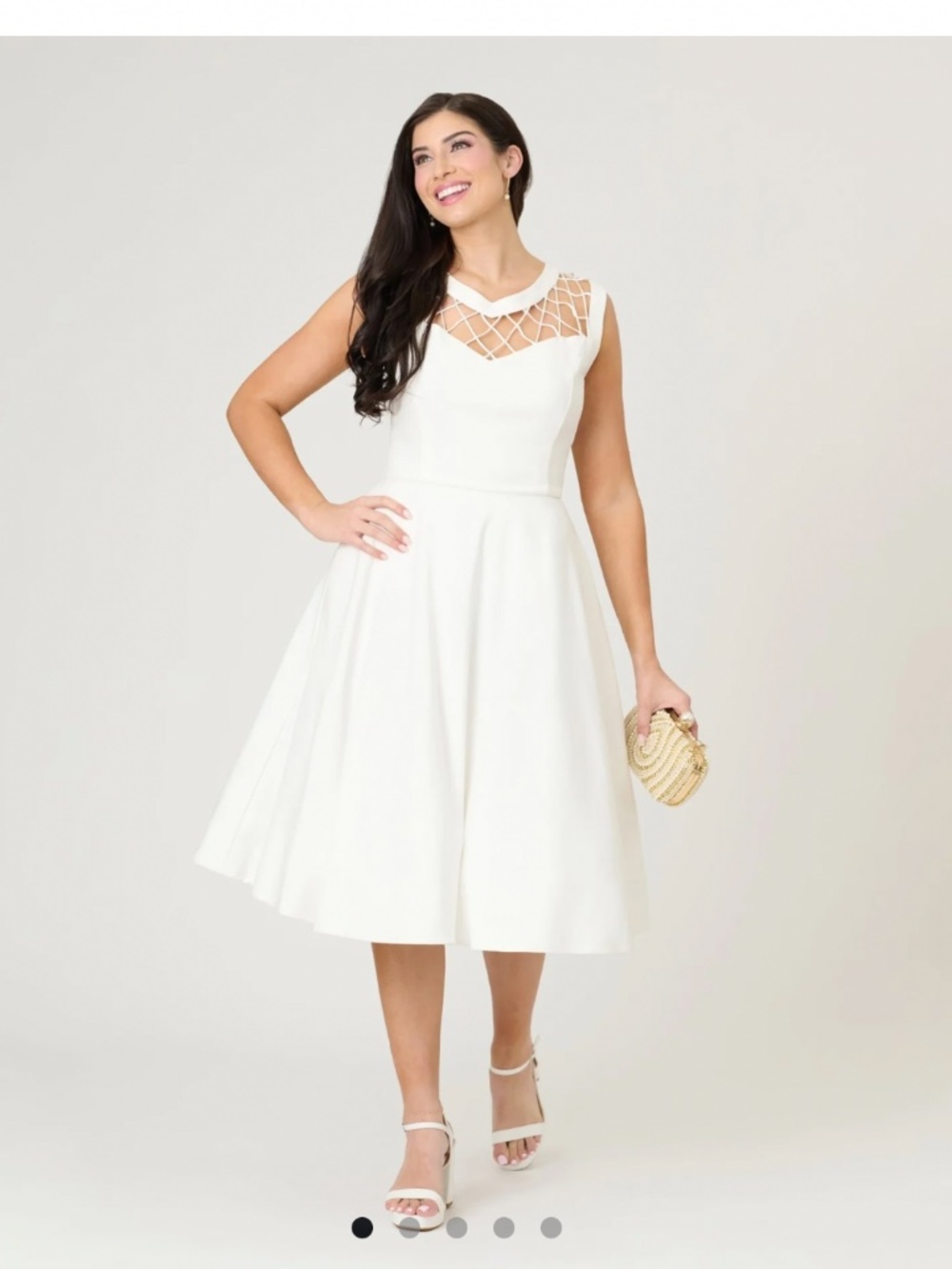 Unique Vintage Ivory Diamond Cable Swing Dress NWT